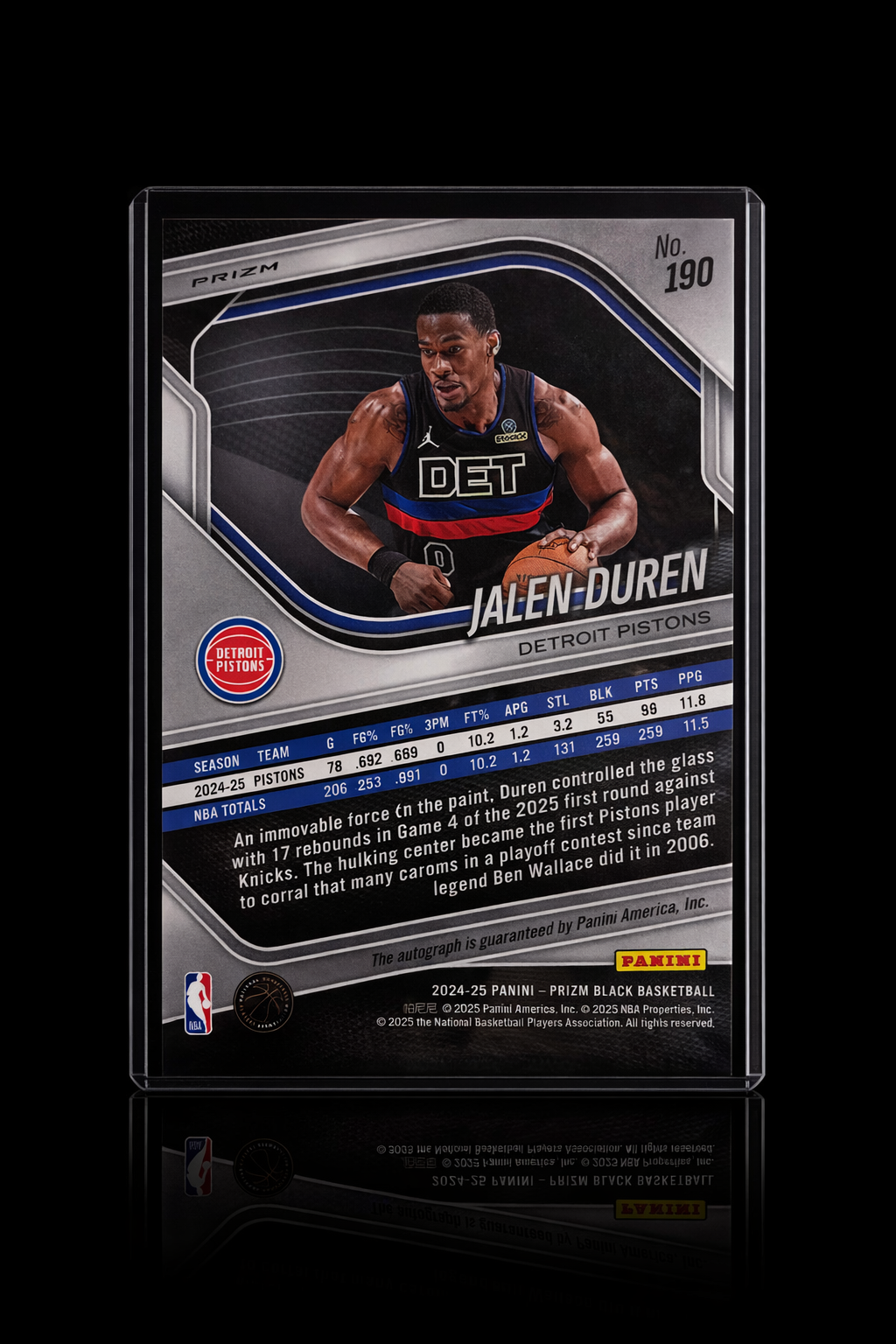 Jalen Duren Silver Prizm Autograph Detroit Pistons Panini Prizm 2024–25