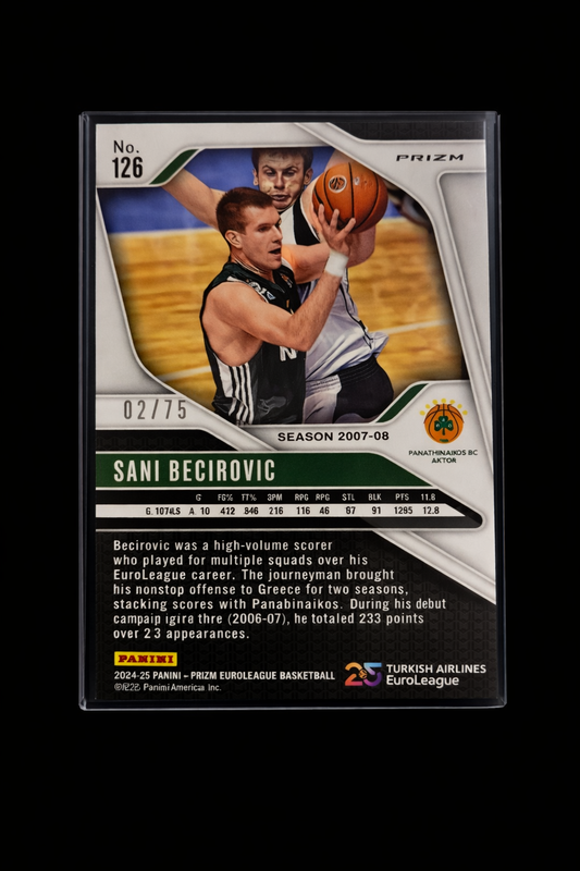 Sani Becirovic Orange Prizm /75 – Panathinaikos | Panini Prizm EuroLeague 2024-25
