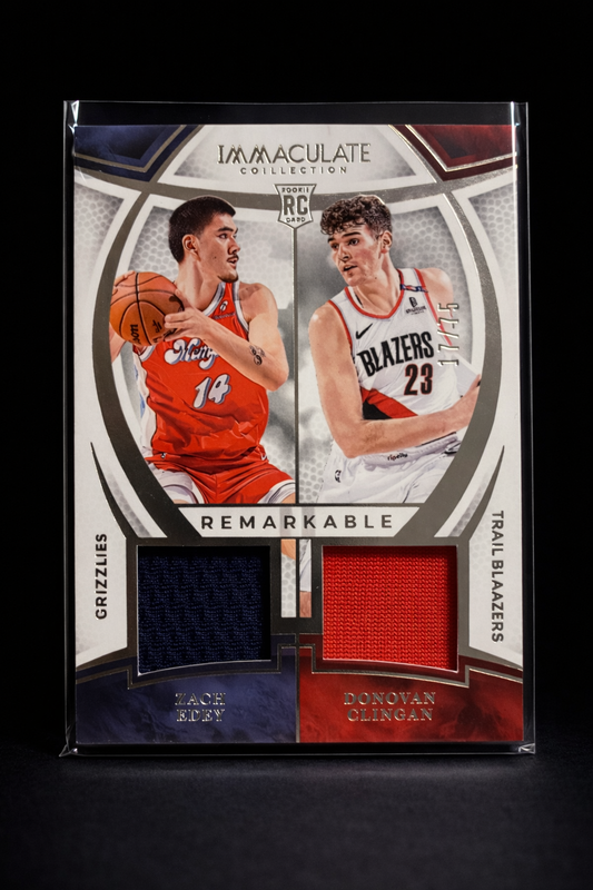 Zach Edey Donovan Clingan Dual Rookie Jersey /75 Immaculate Collection Panini 2024–25