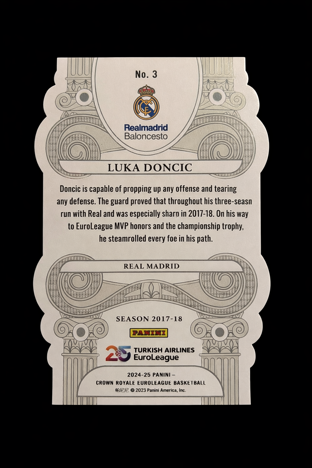 Luka Dončić /25 Pillars of the Game  Purple –  Panini Crown Royale EauroLeague 2024-25