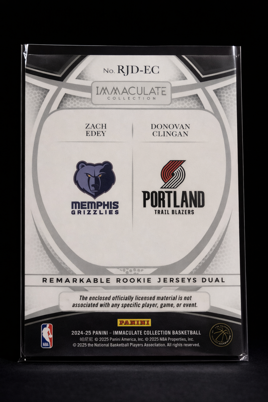 Zach Edey Donovan Clingan Dual Rookie Jersey /75 Immaculate Collection Panini 2024–25